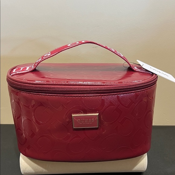 Guess Handbags - Guess | Iconic Logo Glossy Wine Cosmetic Case